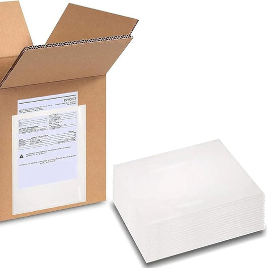 PSBM 500 PCS 9.5 x 12 Inch Clear Blank Packing List Envelopes, Shipping Documents Pouches/Sleeves for Mailing Labels, Invoices, Documents and Packing Slips