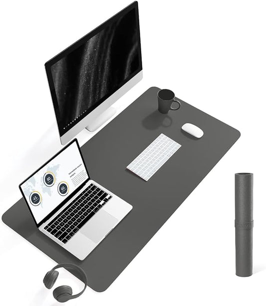 YSAGi Non-Slip Leather Desk Pad L Size, Waterproof Laptop Computer Desk Keyboard Mat, Table Protector Blotter Mat, Large Mouse Pad for Office/Work/Home/Decor(Dark Gray, 35.4" x 17")