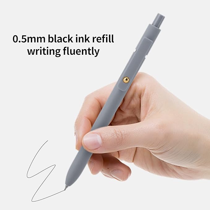 Ddaowanx Gel Pens, 6 Pcs 0.5mm Quick Dry Black Ink Pens Fine Point Smooth Writing Pens, Cute Office School Supplies Gifts for Women