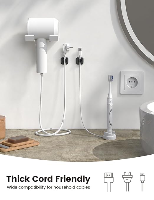 Lamicall Cable Clips, Cord Organizer - [Two Pack] Adjustable Hole Cord Clips Management, Adhesive Wire Organizer USB Cable Holder, Charging Power Cord Keeper Catcher for Desk