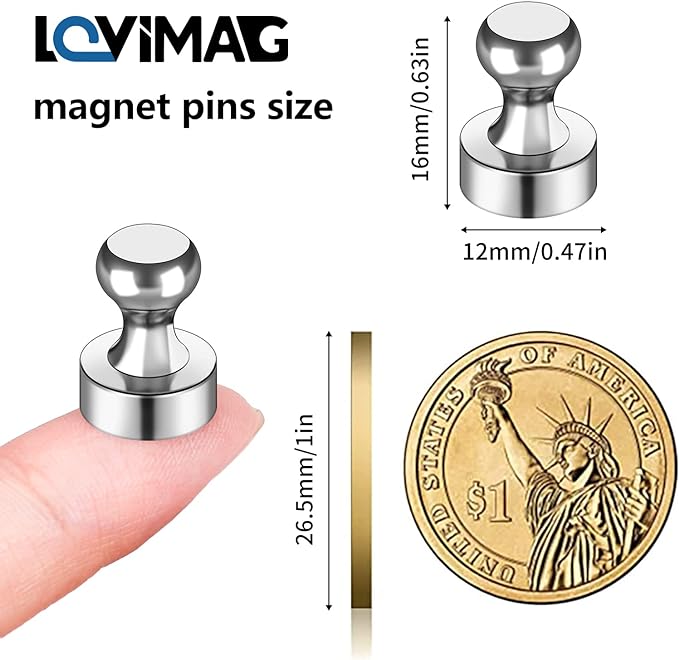 LOVIMAG Fridge Magnets 50 Pcs Refrigerator Whiteboard Small Strong Magnet Classroom Kitchen Accessories Decorative Locker Set Decor Must Haves Office Calendar Refrigerador Magnetic Cute Crafts Silver