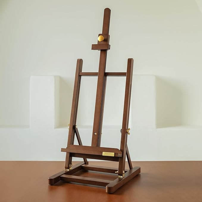 MEEDEN PRO Large Tabletop Painting Easel - Assembly-Free Desktop Art Easel for Canvas Up to 27.5" - H Frame Adjustable Beech Wood Stand Easel for Painting