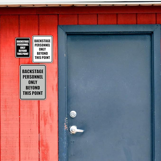 Portrait Round Backstage Personnel Only Beyond This Point Door or Wall Sign Easy Installation | Music | Concert | Festivals Sign (Brushed Gold) - Medium (2 Pack)