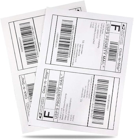 8.5" x 5.5" Half Sheet Self Adhesive Shipping Labels for Laser or Inkjet Printer (500 Labels)