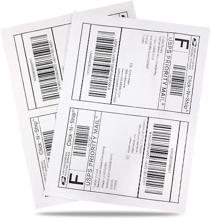 8.5" x 5.5" Half Sheet Self Adhesive Shipping Labels for Laser or Inkjet Printer (200 Labels)