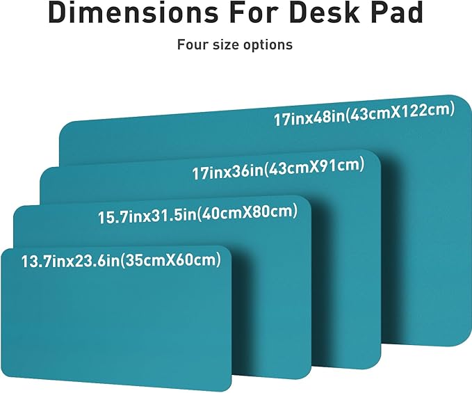 Aothia Leather Desk Pad Protector, Mouse Pad, Office Desk Mat, Non-Slip PU Leather Desk Blotter, Laptop Desk Pad, Waterproof Desk Writing Pad for Office and Home (Turquoise,36" x 17")