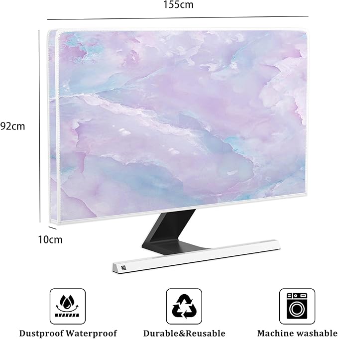 Baocicco Violet Marble Waterproof 65 Inch TV Dust Cover Anti-Static Dustproof Abstract Creative Desigen Television Accessories TV LCD Screen Texture TV Decoration for LED LCD OLED TVs