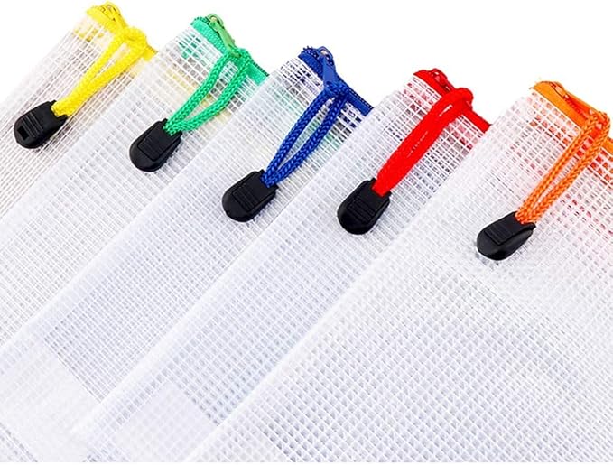 Oaimyy-18 Pcs-3"x 5"-Plastic Mesh Zipper Pouch Document Folders Bag Zipper Zip File Folders Puzzle Storage Bags for Office Supplies, Travel,Organizing Storage-Multicolor