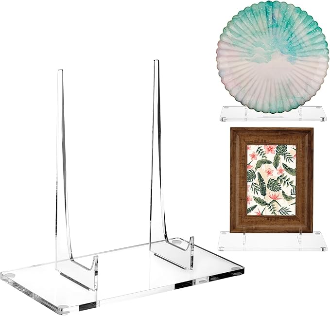 Jetec Acrylic Book Stand Clear Easel Stand for Display Acrylic Plate Postcard Picture Display Holder for Picture Book Decorative Plate Platter Photo(8 x 5 x 8 Inch)