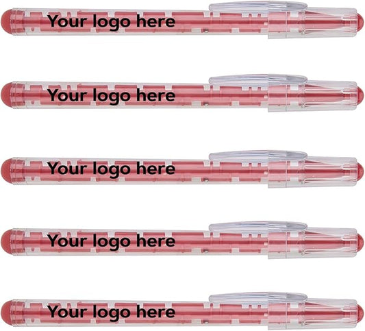Custom Maze Ballpoint Pens – Personalized Puzzle Pens with Logo/Text – Promotional Pens for Events, Schools, Trade Shows – Fun Interactive Design (Red, 50 Count, Pack of 1)
