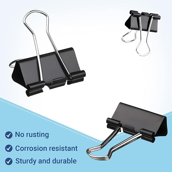 60 PCS Large Binder Clips – 2Inch 51mm Big Black Metal Paper Clamps, Extra Strong Binder Clips for Thick Documents/Office and Home Supplies
