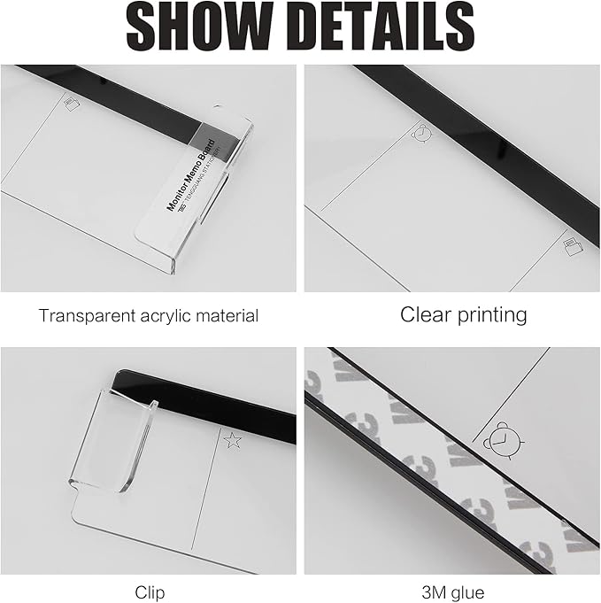 2pcs Office Desk Accessories Monitor Memo Board Computer Message Board Office Supplies for Women Men Computer Sticky Note Holder Home Desktop Message Office Decor (Computer Monitor Note Holder)