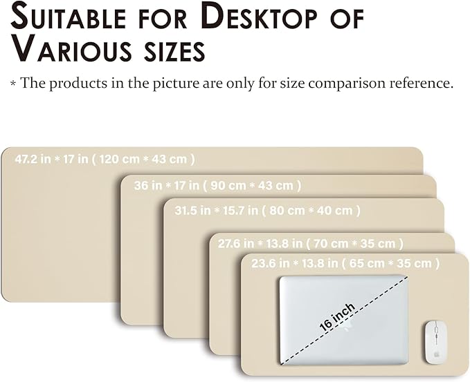 Leather Desk Mat - Small Non-Slip PU Desk Pad for Office and Home - Desk Organization and Accessories - Ideal for Large Mouse Pad and Small Desk Mats on Top of Desks (Beige,23.6"x 13.8")