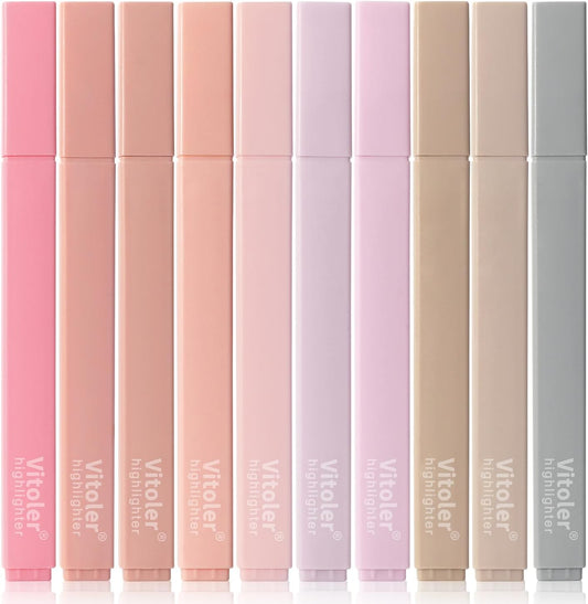 Vitoler Highlighters Assorted Colors,10pcs Cute Pastel Highlighters Multicolor Highlighter for Aesthetic Office School Supplies