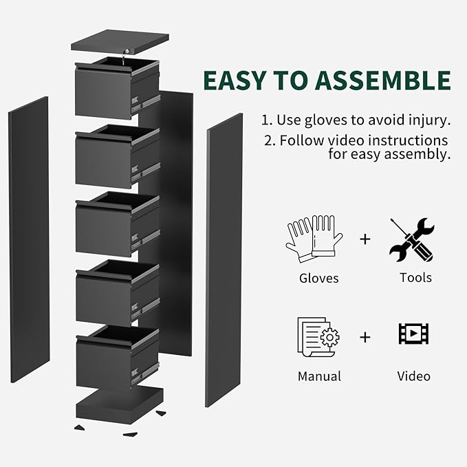 Yukimo 2 Drawer File Cabinet with Lock, Vertical File Cabinet with Lock, Locking File Cabinet Hanging Files for A4/ Legal/Letter, Require Assembly, White