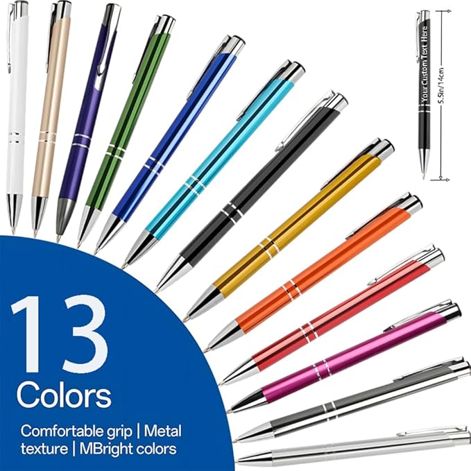 Yucold Customized ballpoint pens in bulk, personalized ballpoint pens with free engraving, for use in companies, enterprises, graduation anniversaries (Orange,13)