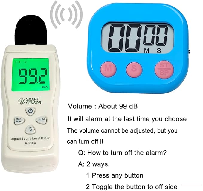 Digital Kitchen Timer, BESTWYA Electronic Timer with Clear LCD Screen Count Up and Down Function 3 Big Buttons On/Off Switch Button (2, Blue and Green)