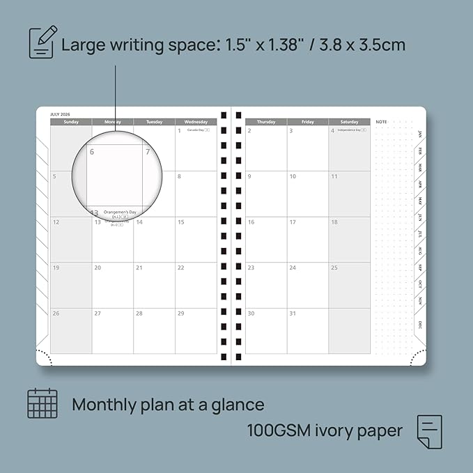 POPRUN 2026 Planner (Medium - 6.5'' x 8.5'') with Hourly Schedule, Vertical Layout - 2026 Weekly Calendar (Jan. 2026 - Dec.2026) for Time Management, Monthly Tabs, Spiral Bound, Soft Cover - Night Sky Blue