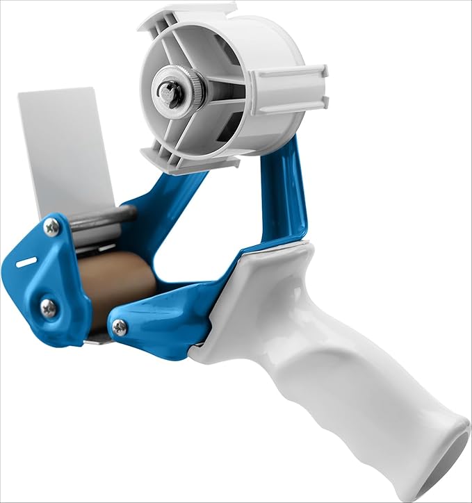 TAPEWELL Heavy Duty Metal Frame 2 Inch Wide Packing Tape Dispenser Gun with Special Ergonomic Handle, 3" Core, Premium Tempered Steel Blade