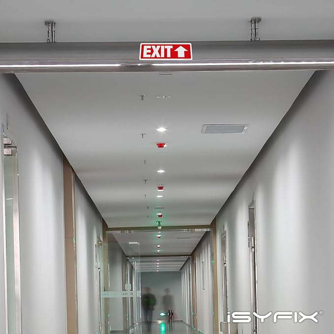 iSYFIX Exit Signs 2 Pack 12x4 Inch with Directional Up Arrows - Rust Free Aluminum, Laminated for UV, Weather, Scratch Resistance - Ideal for Offices, Schools, Theaters, Restaurants