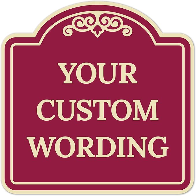 Custom Decorative Sign, Personalized Metal Sign for Business, Driveway, Home, Airbnb, Office Door Plaque,Burgundy Background Sign, 8x8 Inches, ACM, Fade Resistant, Made in USA by Sigo Signs