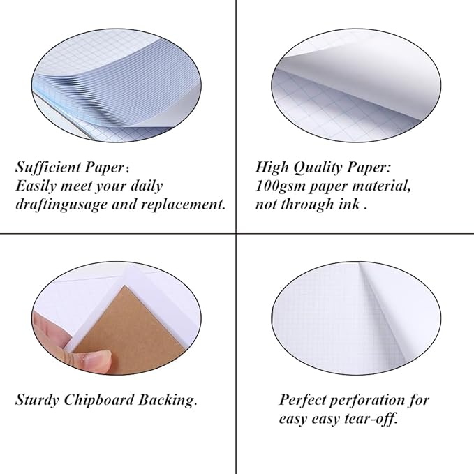 Engineering Graph Paper Pad - 17" x 11" Grid Paper for Engineering, Drafting, Blueprint Drawing, 25 Sheets/50 Pages 4x4 Blue Quad Rule by Better Office Products