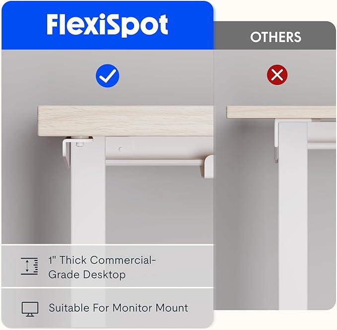 FLEXISPOT L Shaped Standing Desk, 71 x 63 Inch Electric Height Adjustable Corner Desk, Sit Stand Computer Workstation, Preset Controller, Home Office, White Frame with Maple Top, White Drawer