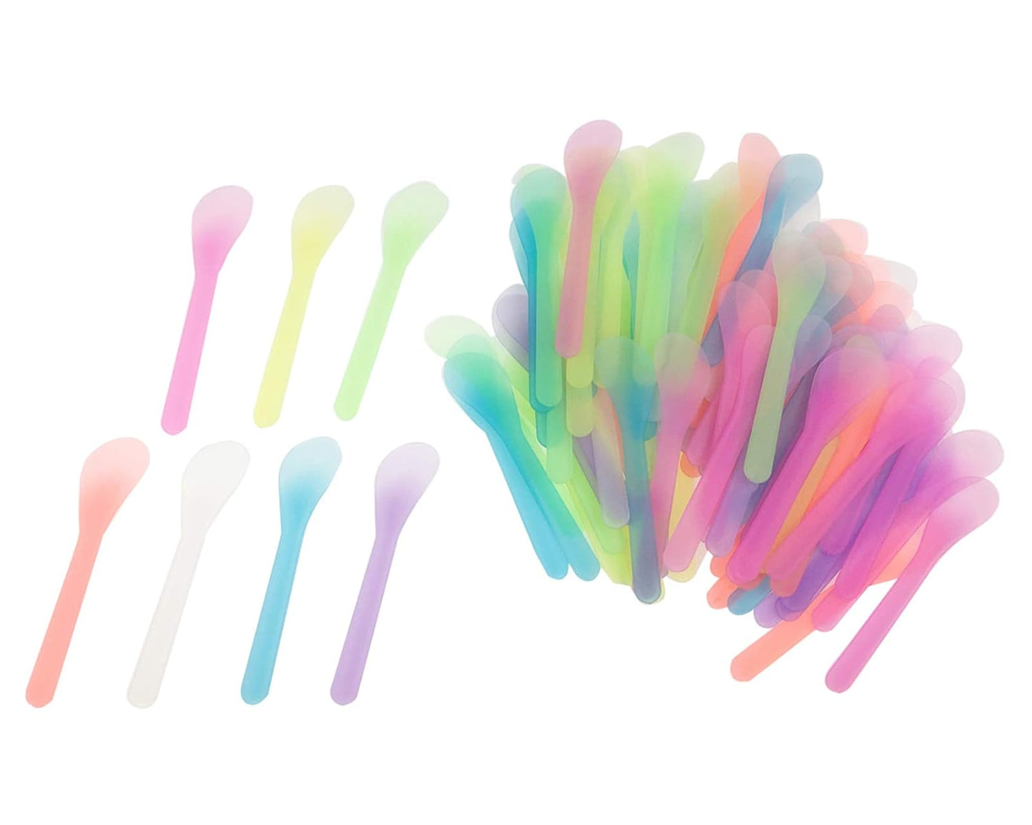 100 PCS Cosmetic Spatula for Makeup Face Mask Plastic Spoon Disposable Makeup Tools for Mixing and Sampling 4.88'' x 1.06" Random Color
