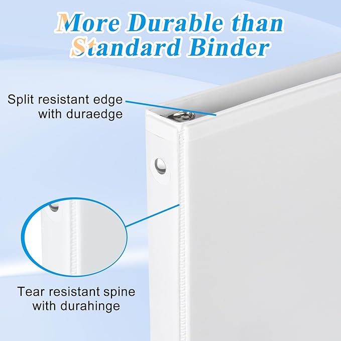CIXILDTS 1-inch Round Ring Binder, Durable 1" 3 Ring Binder Fit Letter Size Paper, White, 36-Pack