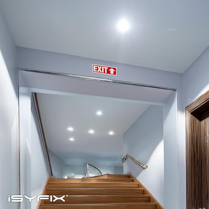 iSYFIX Exit Signs Stickers 2 Pack 12x4 Inch - Laminated Premium Vinyl Directional Up Arrow Signs for Buildings, Office, Workplace, Stores, Schools, Theaters, Parking, Restaurants, Factories