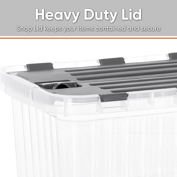 Superio Storage Bins with Lids, Clear Plastic Containers for Organizing, Stackable Totes, BPA Free, Odor Free, Organizer Boxes for Home, and Dorm, 35 Quart (2 Pack, 20.25"x14"x10.5")