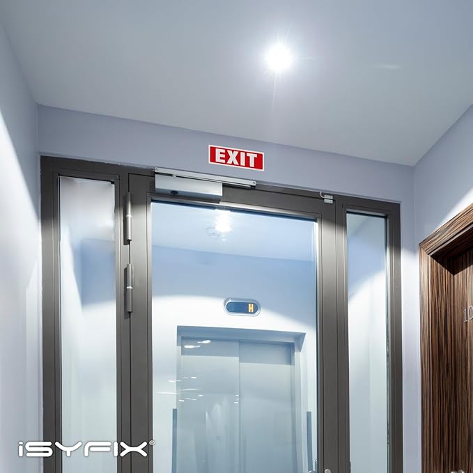 iSYFIX Exit Signs Stickers – 12 Pack 12x4 Inch – Premium Self-Adhesive Vinyl, Laminated for Ultimate UV, Weather, Scratch, Water and Fade Resistance, Indoor and Outdoor
