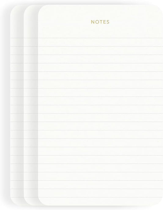 Pinesman - Elegant Desk Notepads for Professionals, Executive's Memo Pads, Minimalist, Gold Foiled, Lined Layout, 3 Pack, 225 Sheets Total (75 Each), 6.3" x 3.9”, 80 GSM, Eco-friendly, FSC™ Certified