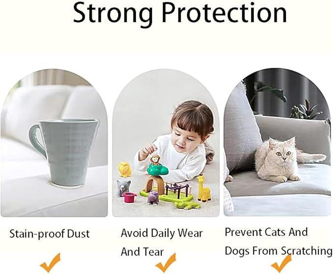 Chaexii Premium Polyester Sofa Arm Cover, Scratch Resistant Protector Covers, Washable, Elastic Armrest Covers for Square/Curved/Sloping Couch Armrests, 2Pcs (Lght Brown)