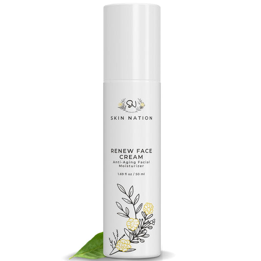 Skin Nation Renew Face Cream, Hydrating Moisturizer with Peptides, Hyaluronic Acid & Green Tea, Lightweight Plant-Based Cream for Smooth, Radiant Skin, 1.69 fl oz