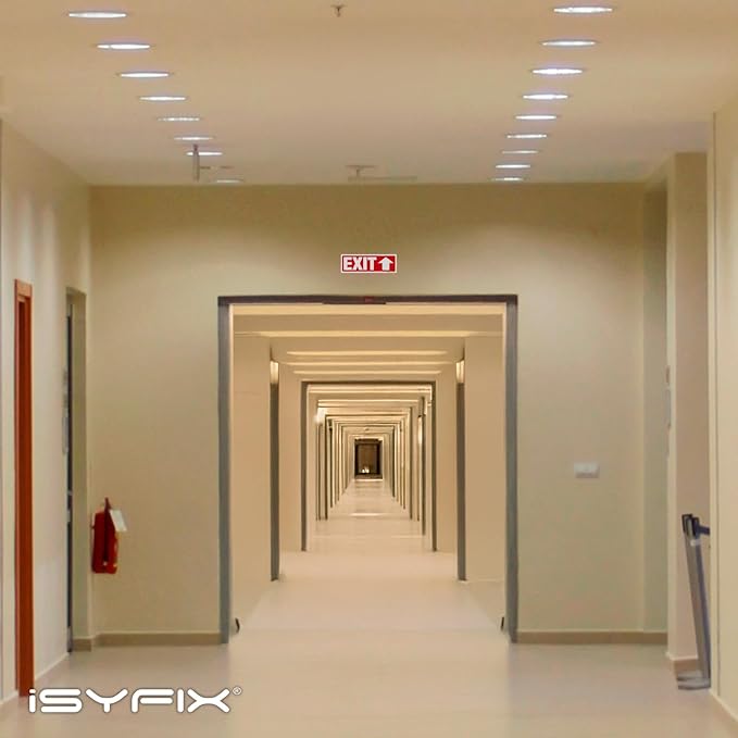 iSYFIX Exit Signs Stickers 2 Pack 12x4 Inch - Laminated Premium Vinyl Directional Up Arrow Signs for Buildings, Office, Workplace, Stores, Schools, Theaters, Parking, Restaurants, Factories