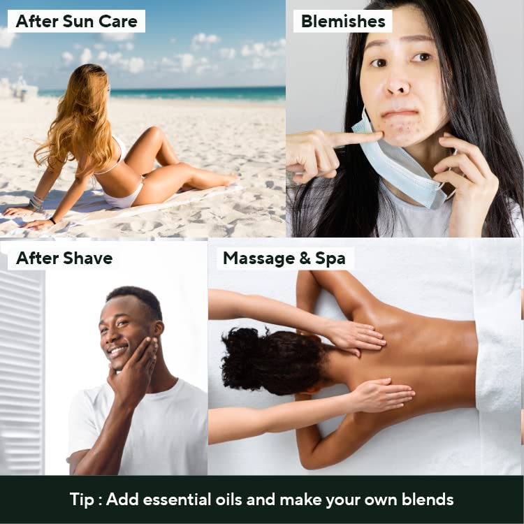 AROMATICA Organic Aloe Vera Gel (2 pack), After Sun Care and Sunburn Relief with Pure Aloe Vera Gel Face&Hair, Sun Burn Moisturizer EWG Verified (10.14oz/300ml)