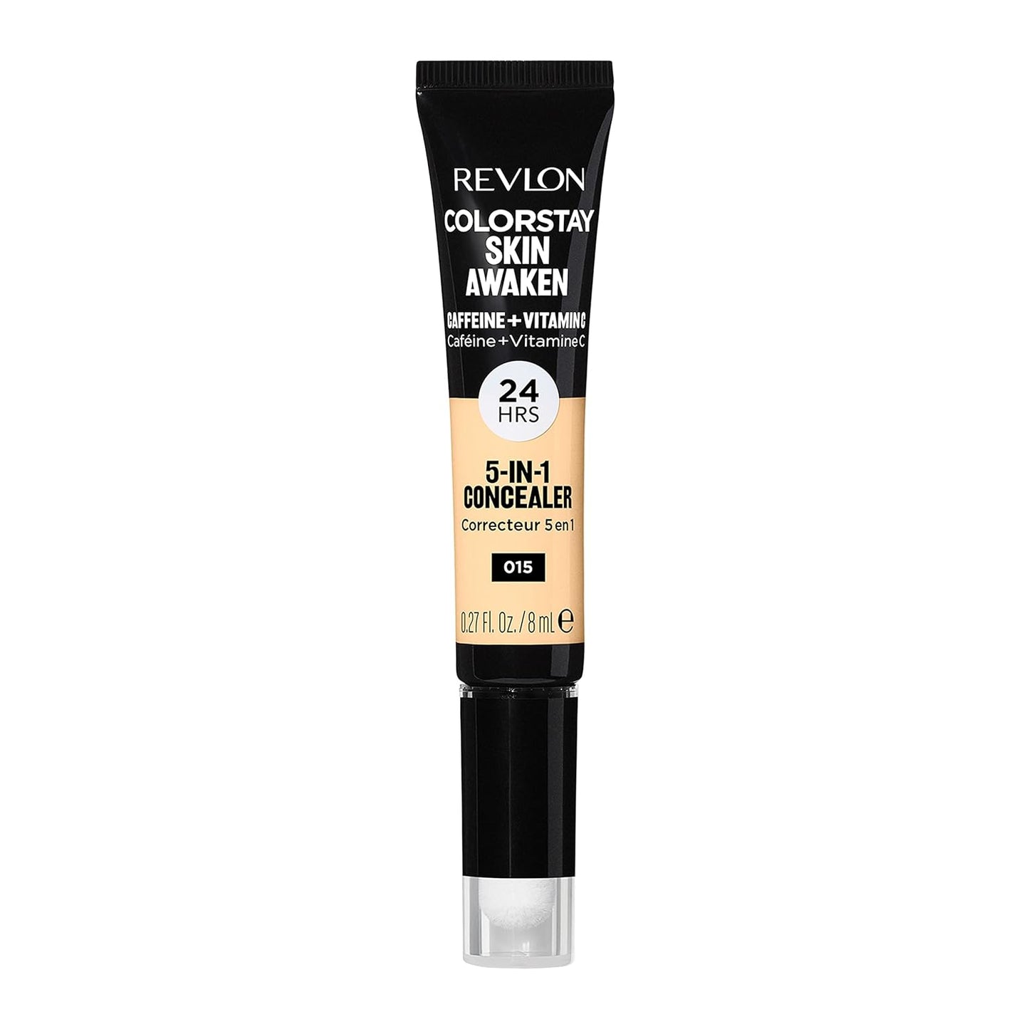 Revlon ColorStay Skin Awaken 5-in-1 Concealer, Lightweight, Creamy Longlasting Face Makeup with Caffeine & Vitamin C, For Imperfections, Dark Circles & Redness, 015 Light, 0.27 fl oz