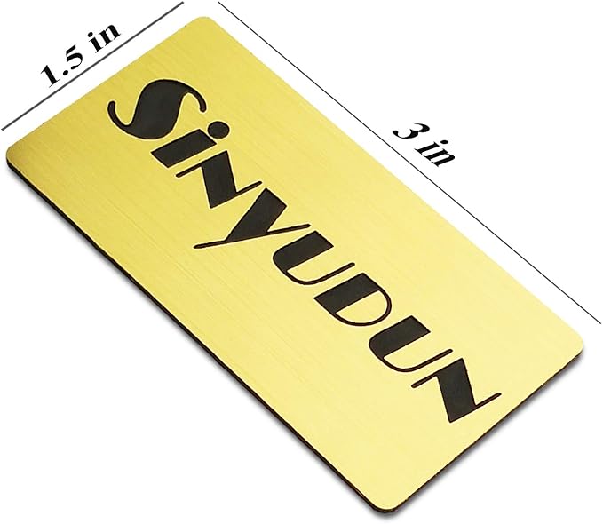 Custom Engraved Name Tag Badges for Business, Personalized Identification with Pin, Magnetic, Adhesive, or Blank Backing, 1.5"x3", Gold/Black Text