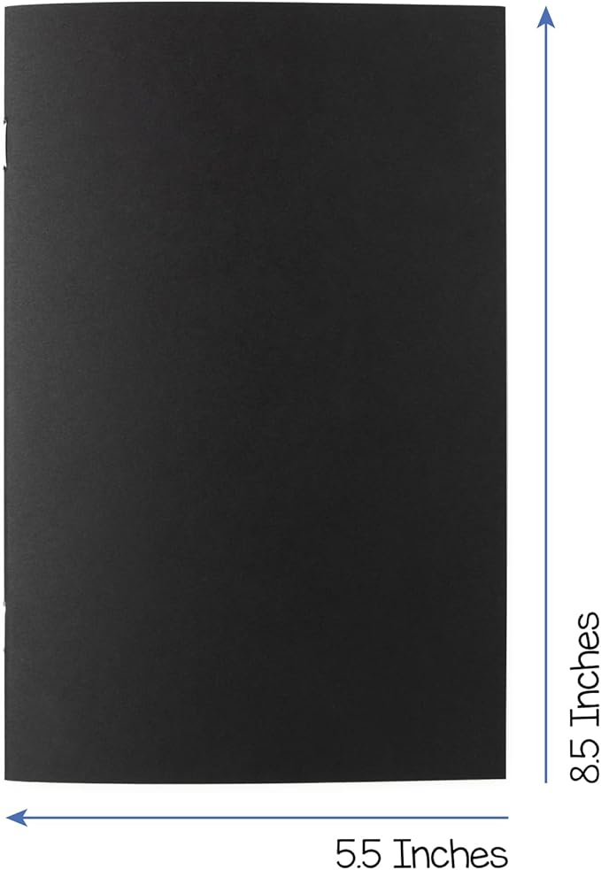 Hygloss Blank Books - Bulk 50 Pack – 5.5" x 8.5" A5 Black Paperback Blank Books for Kids to Write Stories, Doodle, Arts & Crafts – Plain Drawing Sketchbook, Unlined Journal, Notebook Without Lines