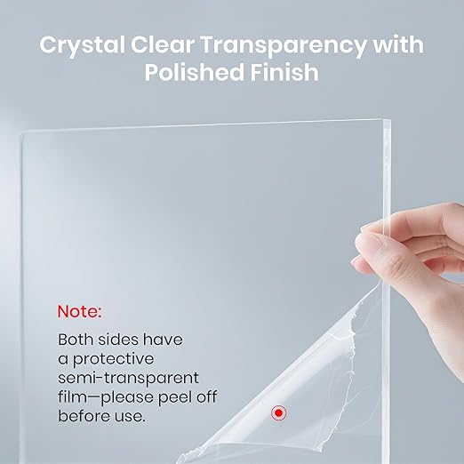 CALPALMY (2-Pack) 12x24 Inch Clear Acrylic Sheet - 1/4 Inch Thick Acrylic Plexiglass Panel for Laser Cutting, DIY Crafts, Signage, and Engraving Projects