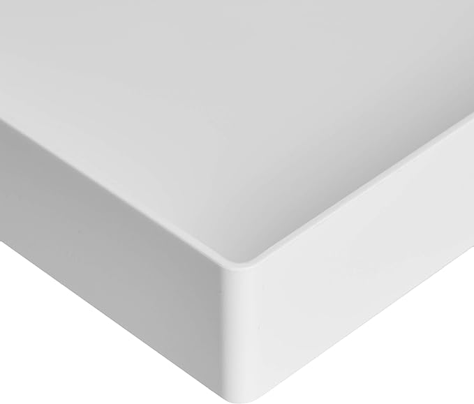 Amazon Basics Rectangular Plastic Desk Organizer, letter size Tray, 2-Pack, 13 x 9.7 x 2.2 inches, White