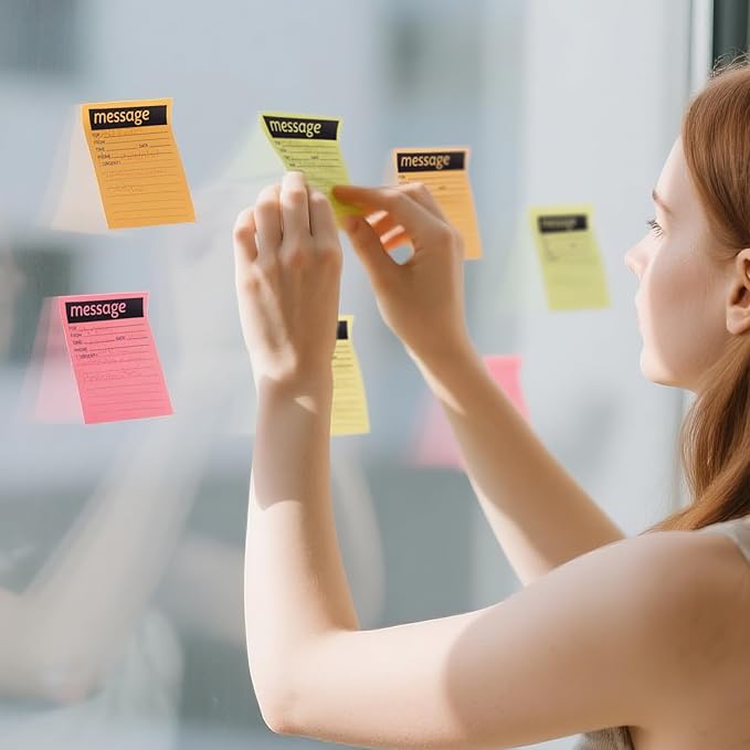 9 Pieces Phone Message Pads for Office, Big Sticky Notes for Wall, Assorted Colors Funny Office Sticky Notes, Urgent While You were Out Message Pad, Work Call, Teacher Supplies (with Black Frame)
