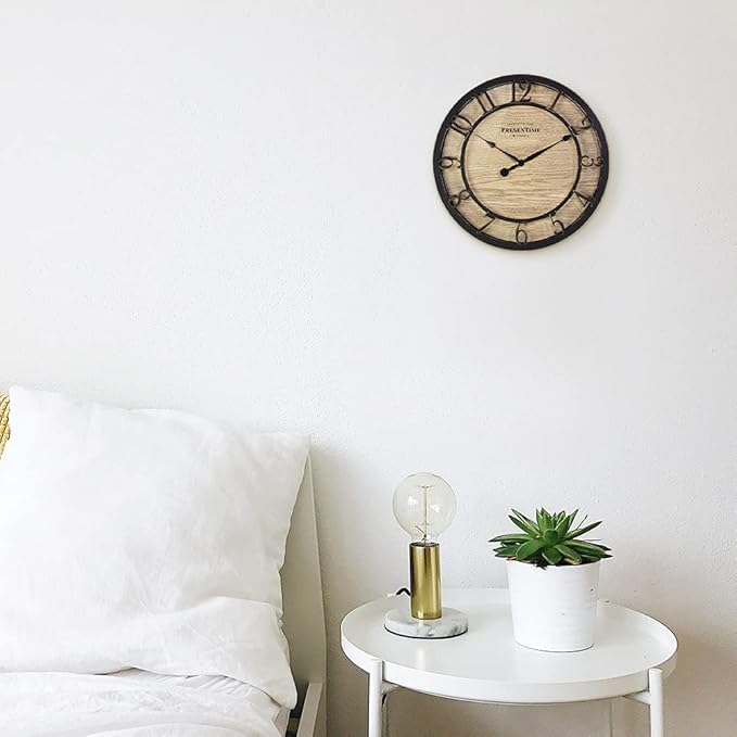 Presentime & Co 10" Farmhouse Series Wall Clock, Cottage Style, Vintage Design, Oil Rubbed Bronze