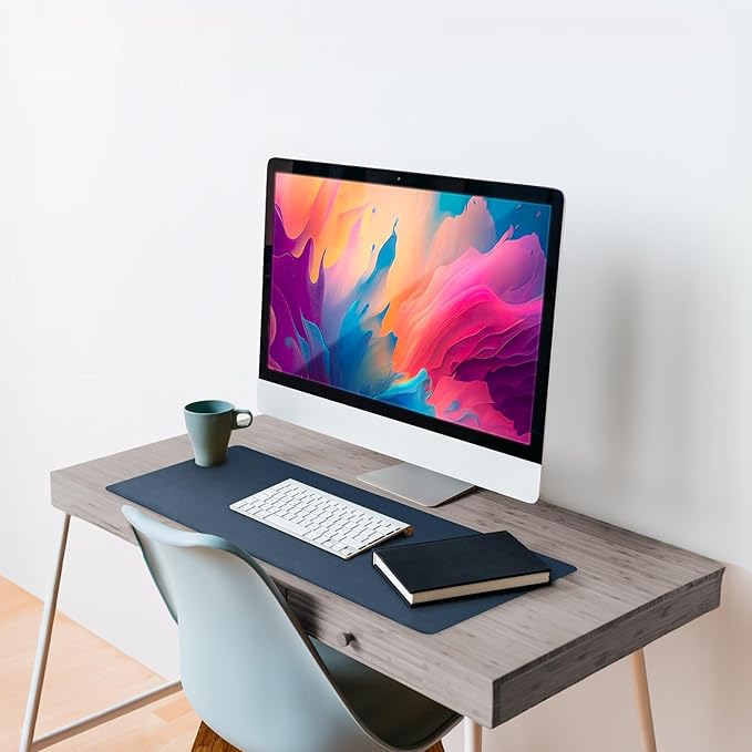 Vine Creations Leather Desk Mat Large 44" x 22", Desk Protector Mat, PU Leather Desk Pad, Large Mouse Pad, Desk Blotter, Desk Pads on Top of Desks, Desk Matt for Desktop, Office Desk Mat (Dark Blue)
