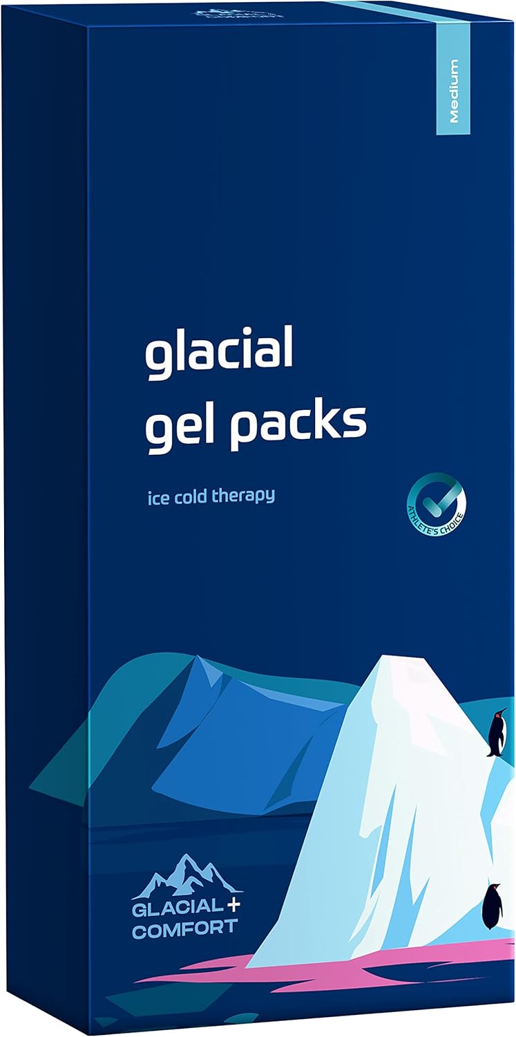 Glacial Comfort Gel Ice Pack for Injuries Reusable - (12" x 8") Cold Pads for Back Pain, Hip, Knee, Shoulder, Muscle Strains, Migraine & Postpartum Recovery with Flex Technology - Compression Pad.