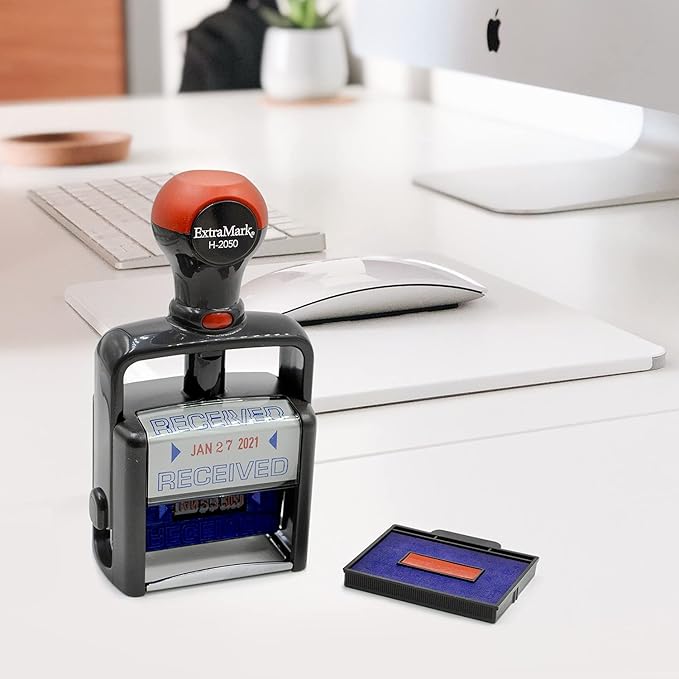 Heavy Duty Style Office Date Stamp with Paid - Self Inking Dater - Style C - Black Ink Color