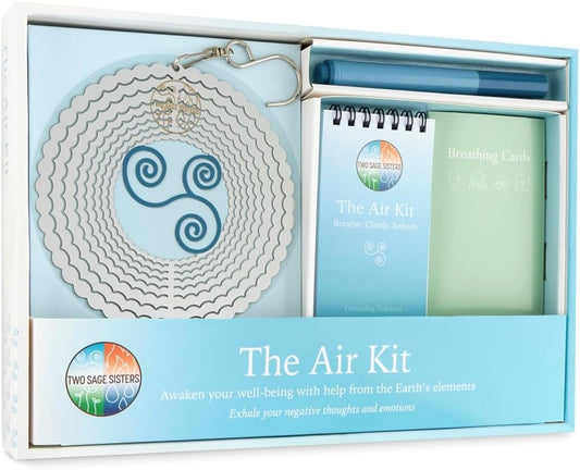 The Air Kit by Two Sage Sisters - Self Care Kit with Airspinner, Breathing Cards, Notebook, and Marker, Pamper and Self Care Gifts for Women, Womens Care Package for Mindfulness and Relaxation