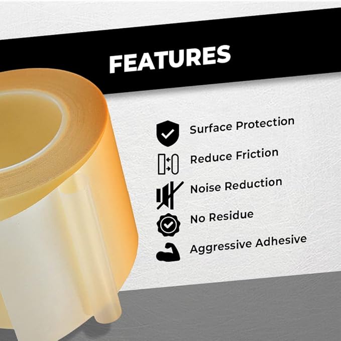 WOD SPT7A UHMW Polyethylene Transparent Film Slick Tape, 1 inch x 36 yd. Aggressive Adhesive - Ideal For Squeak Reduction, Drawers, and Bearings