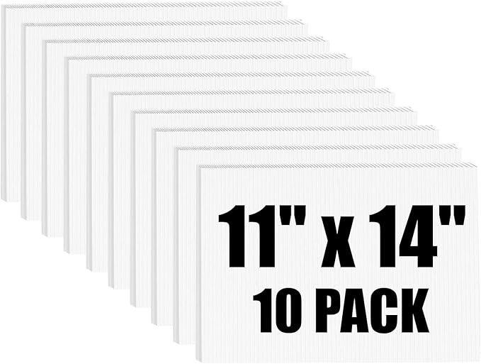 Poster Board 11" x 14", 10 Pack White Corrugated Plastic Board, 3/16 Inches Thick Double-Sided Poster Sheets for School Projects, Craft, Art, Waterproof Blank Yard Signs for Outdoor